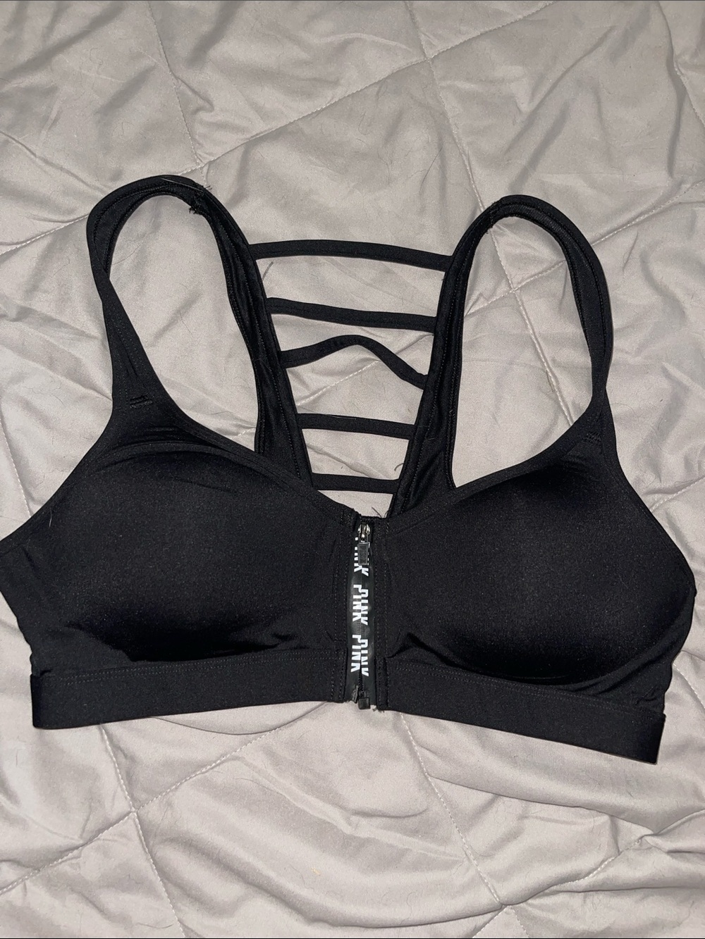 Victoria's Secret PINK Ultimate Front-Zip Caged Strappy Back Sports Bra NWOT Med